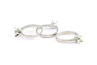 Rhinestone Ring Setting, 4 Silver Tone Brass Ring Settings (18mm) Mn93