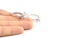 Rhinestone Ring Setting, 4 Silver Tone Brass Ring Settings (18mm) Mn93