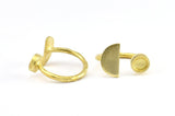 Brass Ring Settings, 10 Raw Brass Moon And Planet Ring With 1 Stone Setting - Pad Size 6mm R053