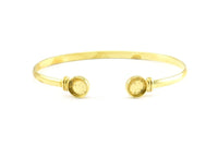 Brass Round Cuff, 1 Raw Brass  Round Cuff Stone Setting With 2 Pads -  Pad Size 8mm R067