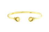 Brass Round Cuff, 1 Raw Brass  Round Cuff Stone Setting With 2 Pads -  Pad Size 8mm R067