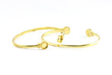 Brass Round Cuff, 1 Raw Brass  Round Cuff Stone Setting With 2 Pads -  Pad Size 8mm R067
