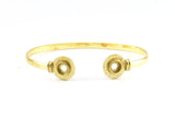 Brass Round Cuff, 1 Raw Brass  Round Cuff Stone Setting With 2 Pads -  Pad Size 6mm R071