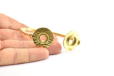 Brass Round Cuff, 1 Raw Brass  Round Cuff Stone Setting With 2 Pads -  Pad Size 10mm R069