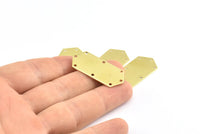 Brass Hexagon Blank, 12 Raw Brass Hexagon Stamping Blank Tag Charms With 8 Holes (36x16x0.80mm) R050