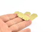 Brass Hexagon Blank, 12 Raw Brass Hexagon Stamping Blank Tag Charms With 8 Holes (36x16x0.80mm) R050