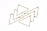 Silver Triangle Pendant, 4 Antique Silver Plated Brass Geometric Pendants (46x21x1mm) E034 H0208