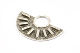 Semi Circle Pendant, 2 Antique Silver Plated Brass Semi Circle Pendants (28x19mm) A0741