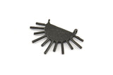 Moon and Sun, 2 Oxidized Brass Black Textured Crescent Moon and Semi Sun Ethnic Pendants With 2 Loops, Charms (28x20x1.2mm) E586 S802