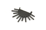 Moon and Sun, 2 Oxidized Brass Black Textured Crescent Moon and Semi Sun Ethnic Pendants With 2 Loops, Charms (28x20x1.2mm) E586 S802