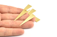 Long Triangle Charm, 10 Raw Brass Triangle Charms With 1 Hole, Pendants, Finding For Necklace, Bracelet (10x40x0.80mm) R084