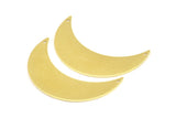 Crescent Moon Pendant, 10 Raw Brass Moons Pendants With 2 Holes (44x14x0.80mm) R083