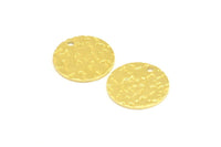 Brass Round Tag, 24 Raw Brass Textured Round Tags With 1 Hole, Stamping Tags (16x0.85mm) R066