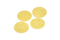Brass Round Tag, 24 Raw Brass Textured Round Tags With 1 Hole, Stamping Tags (16x0.85mm) R066