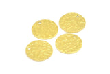 Brass Round Tag, 24 Raw Brass Textured Round Tags With 1 Hole, Stamping Tags (16x0.85mm) R066
