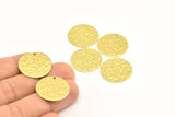 Brass Round Tag, 12 Raw Brass Textured Round Tags With 1 Hole, Stamping Tags (22x0.85mm) R087