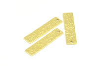 Brass Rectangle Bar, 12 Raw Brass Textured Rectangle Charms, Pendants With 1 Hole (35x8x0.85mm) Y113