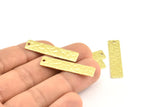 Brass Rectangle Bar, 12 Raw Brass Textured Rectangle Charms, Pendants With 1 Hole (35x8x0.85mm) Y113