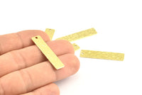 Brass Rectangle Bar, 12 Raw Brass Textured Rectangle Charms, Pendants With 1 Hole (35x8x0.85mm) Y113