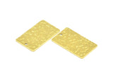 Brass Rectangle Bar, 12 Raw Brass Textured Rectangle Charms, Pendants With 1 Hole (25x15x0.85mm) Y253