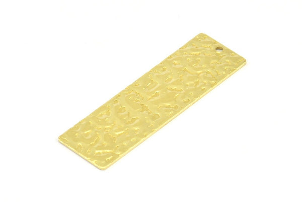 Brass Rectangle Bar, 6 Raw Brass Textured Rectangle Charms, Pendants With 1 Hole (50x15x0.85mm) N0360