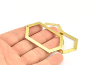 Brass Hexagon Blank, 6 Raw Brass Hexagon Charms, Pendants With 1 Hole (54x32x0.80mm) C039
