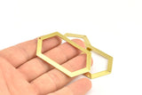 Brass Hexagon Blank, 6 Raw Brass Hexagon Charms, Pendants With 1 Hole (54x32x0.80mm) C039