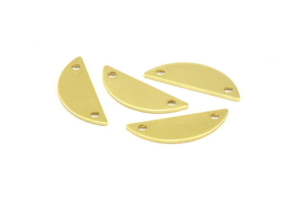 Semi Circle Pendant, 50 Raw Brass Semi Circle Blanks With 2 Holes (20x7x0.80mm) Y269