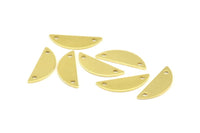 Semi Circle Pendant, 50 Raw Brass Semi Circle Blanks With 2 Holes (20x7x0.80mm) Y269