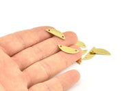 Semi Circle Pendant, 50 Raw Brass Semi Circle Blanks With 2 Holes (20x7x0.80mm) Y269