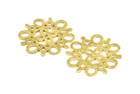 Brass Earring Charm, 2 Raw Brass Ethnic Motif Earring, Charms, Pendants, Findings (37x36mm) BRC012