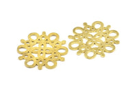 Brass Earring Charm, 2 Raw Brass Ethnic Motif Earring, Charms, Pendants, Findings (37x36mm) BRC012