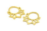Lotus Flower Pendant, 4 Raw Brass Hammered Lotus Flower Textured Pendants, Earrings, Charms (25mm) V094