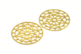 Brass Mandala Charm, 2 Raw Brass Textured Mandala Charms, Pendants, Findings, Earrings (37mm) BRC120