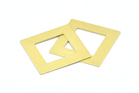 Brass Square Charm, 4 Raw Brass Square Charms, Earrings, Findings (37x8x0.80mm) E641