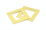 Brass Square Charm, 4 Raw Brass Square Charms, Earrings, Findings (37x8x0.80mm) E641