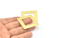 Brass Square Charm, 4 Raw Brass Square Charms, Earrings, Findings (37x8x0.80mm) E641