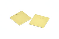 Brass Square Charm, 8 Raw Brass Square Stamping Charms, With 1 Hole, Pendants, Earrings (22x0.70mm) E646