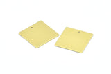Brass Square Charm, 8 Raw Brass Square Stamping Charms, With 1 Hole, Pendants, Earrings (22x0.70mm) E646