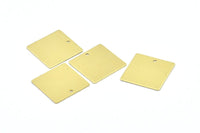 Brass Square Charm, 8 Raw Brass Square Stamping Charms, With 1 Hole, Pendants, Earrings (22x0.70mm) E646