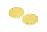 Brass Round Charm, 15 Raw Brass Cabochon Tags With 4 Holes, Earrings, Findings (25mm) E637