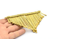 Brass Fringed Pendant, 1 Raw Brass Textured Fringed Trim Pendant With 2 Loops (113mm) V111