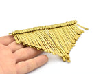 Brass Fringed Pendant, 1 Raw Brass Textured Fringed Trim Pendant With 2 Loops (113mm) V111