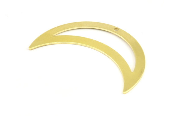 Hilal Ay Tılsımı, 1 Delikli 12 Ham Pirinç Dokulu Ay Tılsımı (44x14x0,80 mm) V103