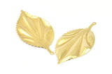 Brass Leaf Charm, 2 Raw Brass Leaf Earring Charms With 1 Loop Pendants, Findings (60x30mm) V101