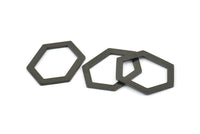 Hexagon Choker Charm, 6 Oxidized Brass Black Hexagon Charms, Pendants, Findings (26.5x19x1mm) E073 S808