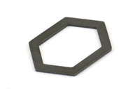 Hexagon Choker Charm, 6 Oxidized Brass Black Hexagon Charms, Pendants, Findings (26.5x19x1mm) E073 S808