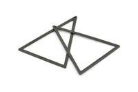 Black Triangle Charm, 6 Oxidized Brass Black Triangle Charms With 2 Holes (53.5x40x1mm) E035 S809