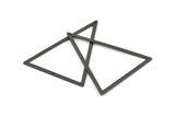 Black Triangle Charm, 6 Oxidized Brass Black Triangle Charms With 2 Holes (53.5x40x1mm) E035 S809