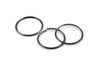Wire Ear Hoops, 24 Oxidized Brass Black Faceted Wire Hoops, Earring Findings (20x1.3mm) E062 S811